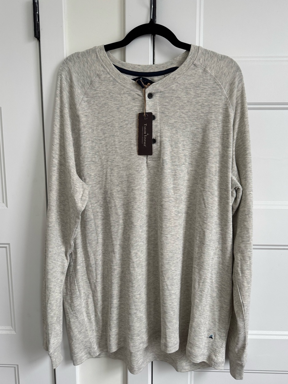 Tailor Vintage Long Sleeve Men’s 2022 Stretch Henley Casual Shirt in Oatmeal NWT